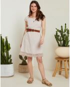 Robe 100% Lin Cath à dentelle beige