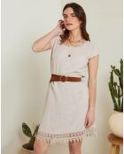 Robe 100% Lin Cath à dentelle beige