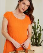 Warsaw oranje jurk van 100% linnen