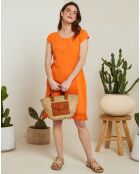 Warsaw oranje jurk van 100% linnen