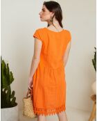 Warsaw oranje jurk van 100% linnen