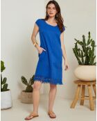 Robe 100% Lin Livia bleu royal