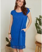 Robe 100% Lin Livia bleu royal