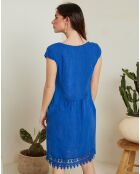Robe 100% Lin Livia bleu royal