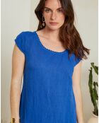 Robe 100% Lin Livia bleu royal