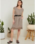 Justine taupe bruine jurk van 100% linnen