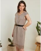 Justine taupe bruine jurk van 100% linnen