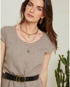 Justine taupe bruine jurk van 100% linnen