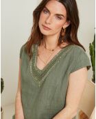 Robe 100% Lin Cath kaki