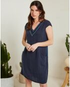 Robe 100% Lin Cath bleu marine
