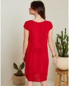 Robe 100% Lin Elina rouge