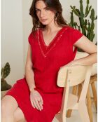 Robe 100% Lin Elina rouge