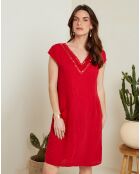 Robe 100% Lin Elina rouge