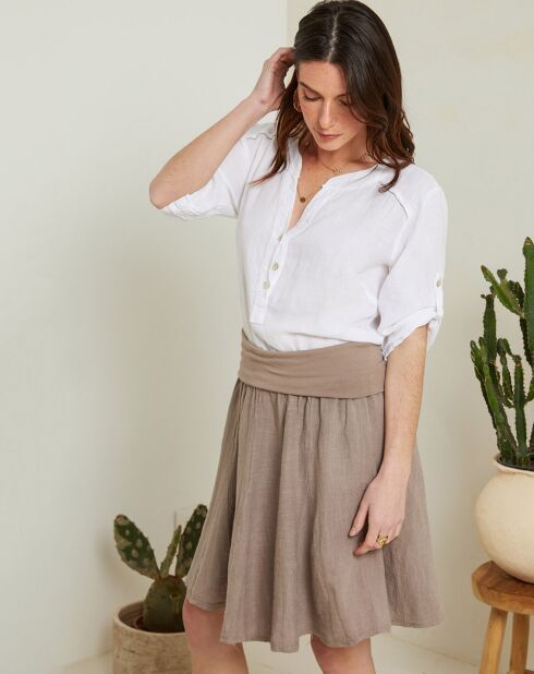 Blouse 100% Lin Rose blanche