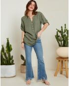 Blouse 100% Lin Rose vert kaki
