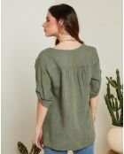 Blouse 100% Lin Rose vert kaki