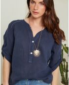 Blouse 100% Lin Varsovie bleu marine