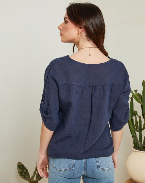 Blouse 100% Lin Varsovie bleu marine