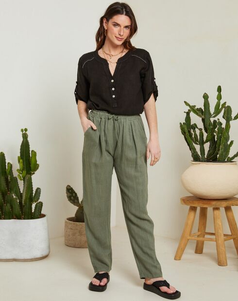 Schwarze Tunika Amandine aus 100% Leinen