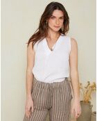 Top sans manches 100% Lin blanc