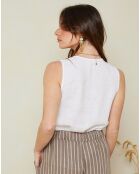 Top sans manches 100% Lin blanc