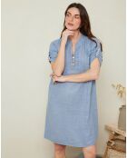 Robe évasée 100% Lin Apolline bleue