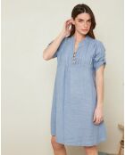 Robe évasée 100% Lin Apolline bleue