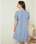 Robe évasée 100% Lin Apolline bleue