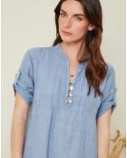 Robe évasée 100% Lin Apolline bleue