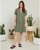 Robe évasée 100% Lin Apolline kaki
