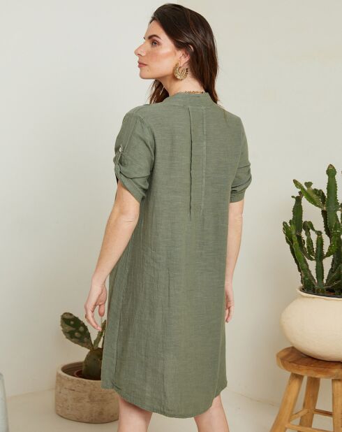 Robe évasée 100% Lin Apolline kaki