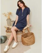 Robe 100% Lin Charlotte bleu marine