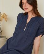 Robe 100% Lin Charlotte bleu marine
