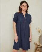 Robe 100% Lin Charlotte bleu marine