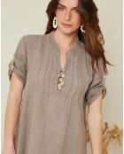 Robe évasée 100% Lin Nia marron taupe