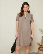 Robe évasée 100% Lin Nia marron taupe