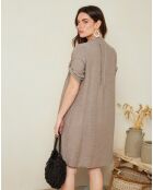 Robe évasée 100% Lin Nia marron taupe