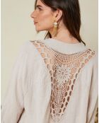 Chemise 100% Lin Amilya boutonnée beige