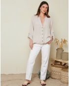 Chemise 100% Lin Amilya boutonnée beige