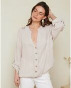 Chemise 100% Lin Amilya boutonnée beige