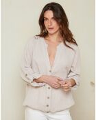 Chemise 100% Lin Amilya boutonnée beige