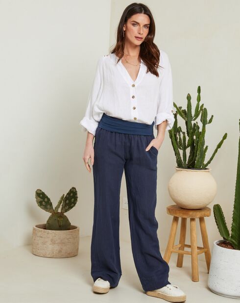 Weißes Hemd Barcelona aus 100% Leinen