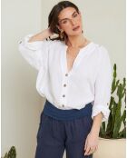 Chemise 100% Lin Amilya Barcelona blanche