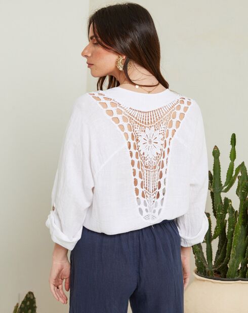 Chemise 100% Lin Amilya Barcelona blanche