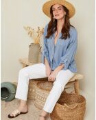 Barcelona-Indigo Spitzenhemd aus 100% Leinen