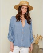 Barcelona-Indigo Spitzenhemd aus 100% Leinen