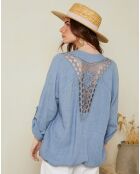 Barcelona-Indigo Spitzenhemd aus 100% Leinen