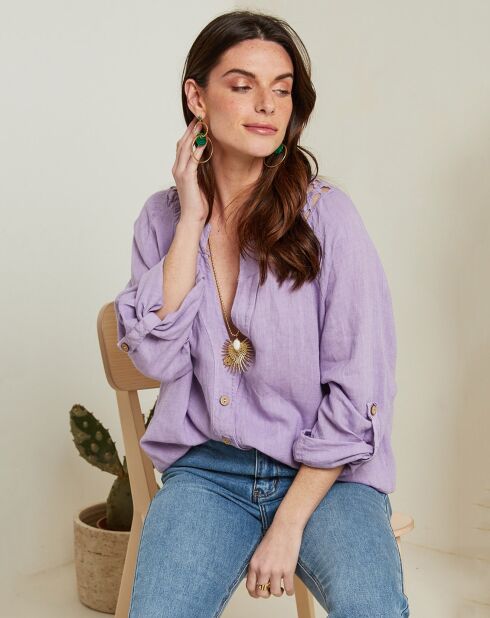 Léa lilac Tunika aus 100% Leinen