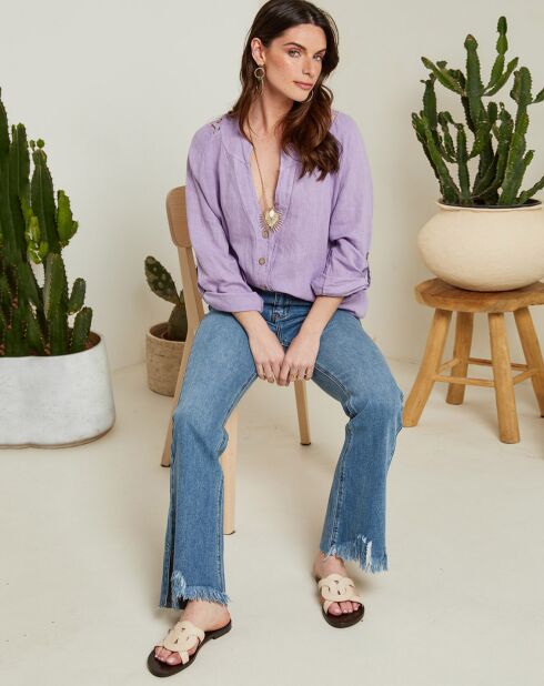 Léa lilac Tunika aus 100% Leinen