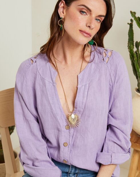 Léa lilac Tunika aus 100% Leinen